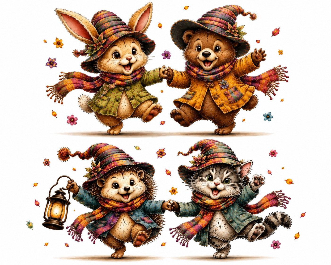 JUFUNG Whimsical Animal Duo Clipart Bundle PNG Digital Download Cute Fantasy Animals