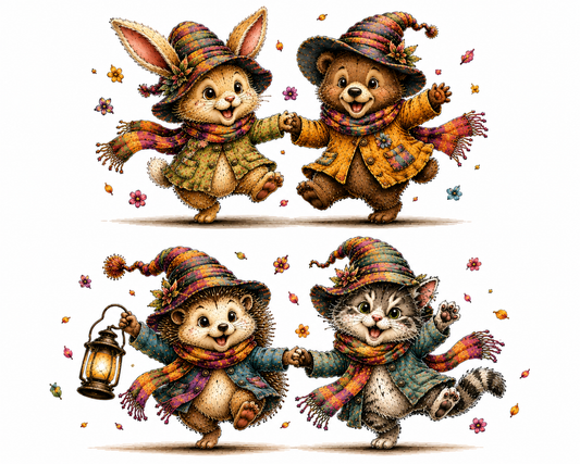 JUFUNG Whimsical Animal Duo Clipart Bundle PNG Digital Download Cute Fantasy Animals